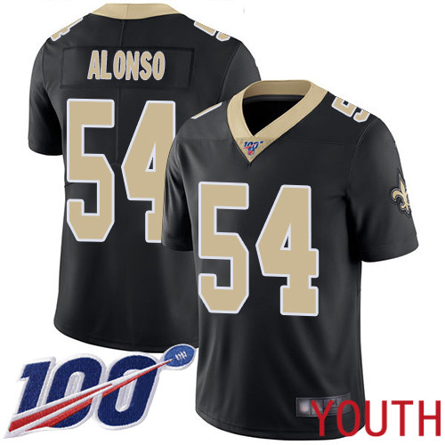 New Orleans Saints Limited Black Youth Kiko Alonso Home Jersey NFL Football #54 100th Season Vapor Untouchable Jersey->youth nfl jersey->Youth Jersey